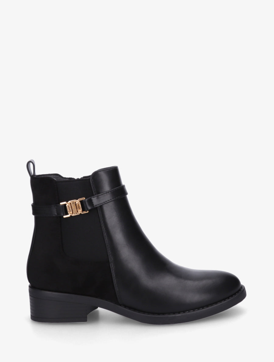 Bottines bimatière à boucle - Noir - 1