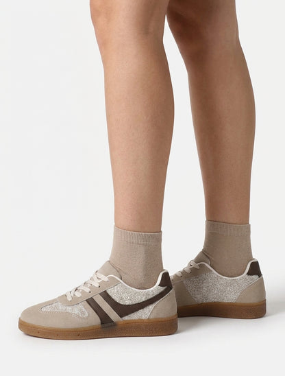 Sneakers mit Stoffeinsatz in Tweed-Optik - Maulwurf