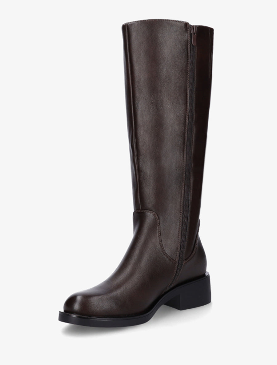 Bottes plates basiques en simili - Marron - 3