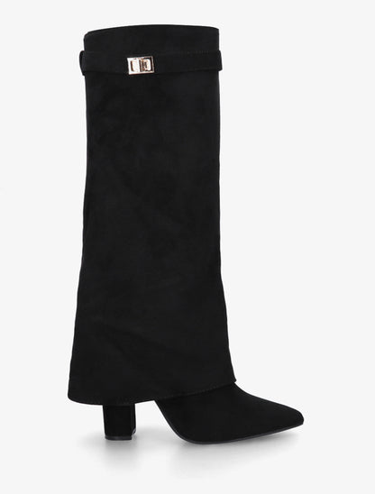 Bottes en suédine à revers - Noir - 1