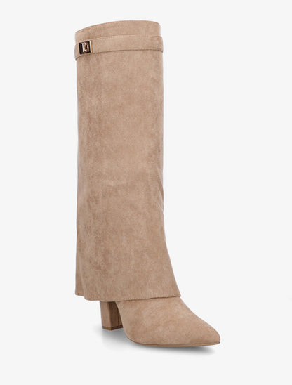 Bottes en suédine à revers - Taupe - 2