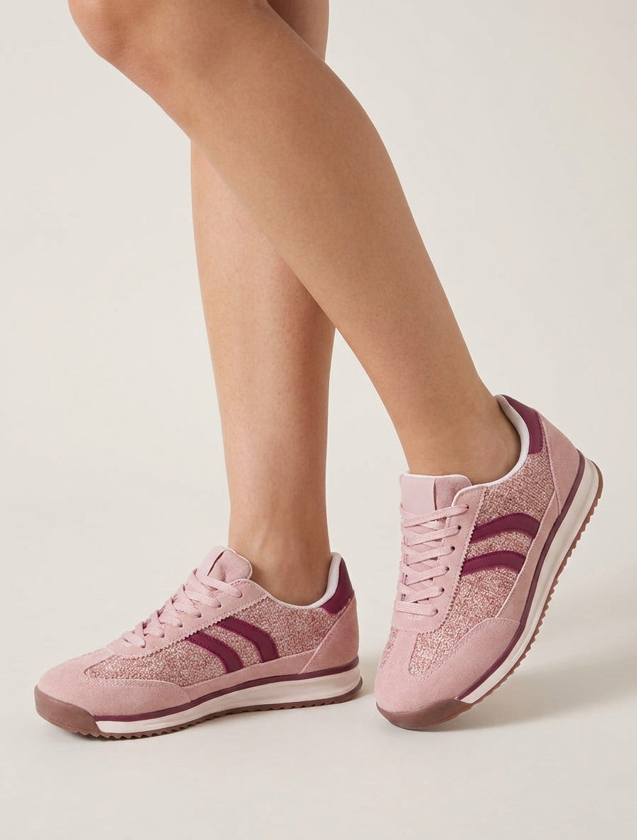 Sneaker aus Stoff in Tweed-Optik - Rose