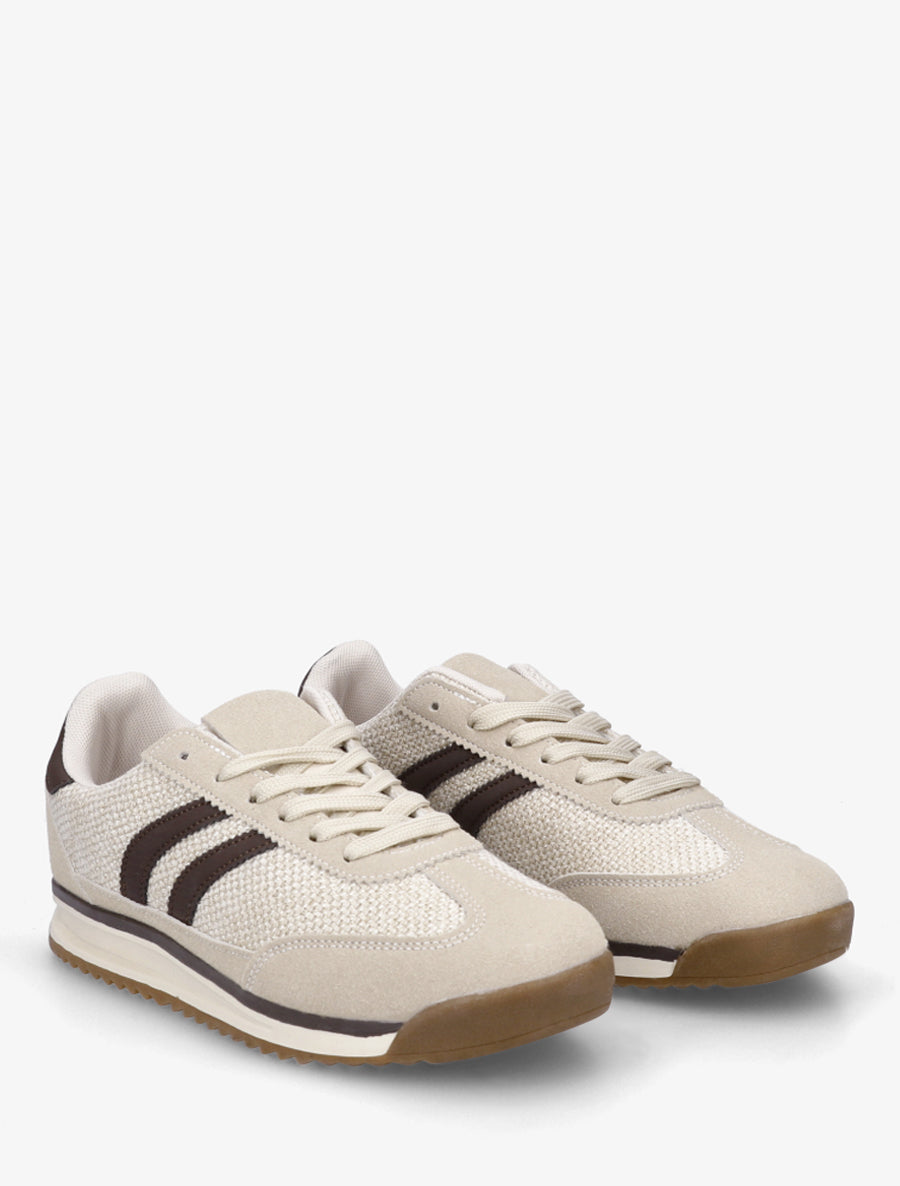 Sneakers en tissu effet tweed - Beige - 4
