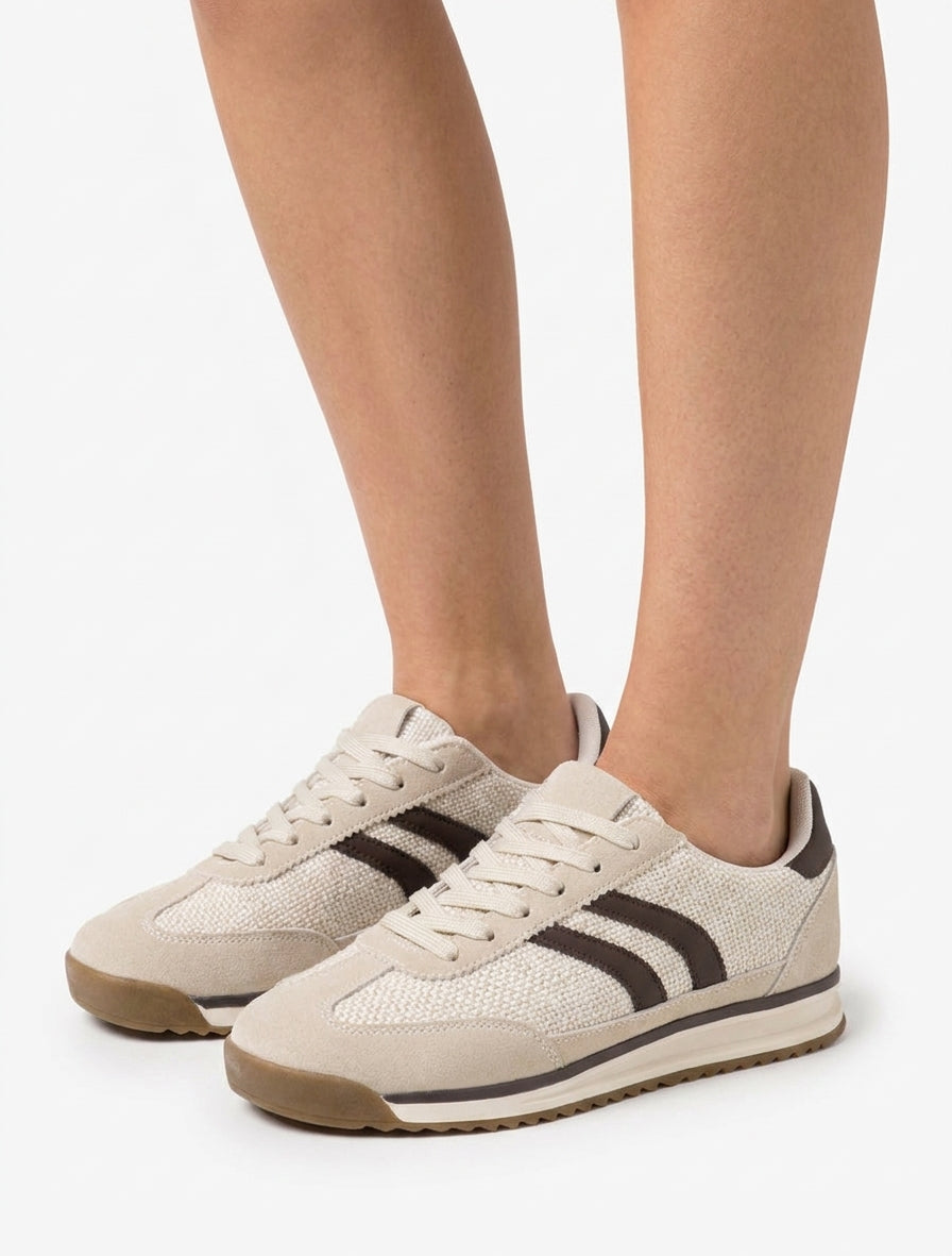 Sneaker aus Stoff in Tweed-Optik - Beige