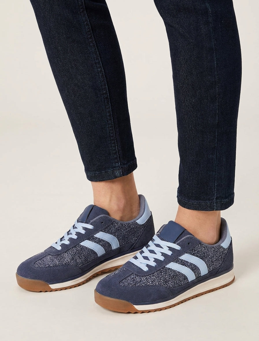 Sneaker aus Stoff in Tweed-Optik - Blau