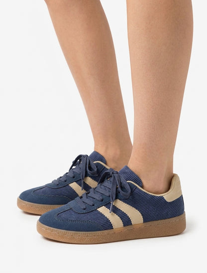 Gerippte Stoff-Sneaker - Blau