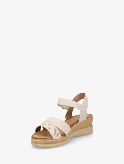 Sandales compensées en suédine à scratch - Beige - 3