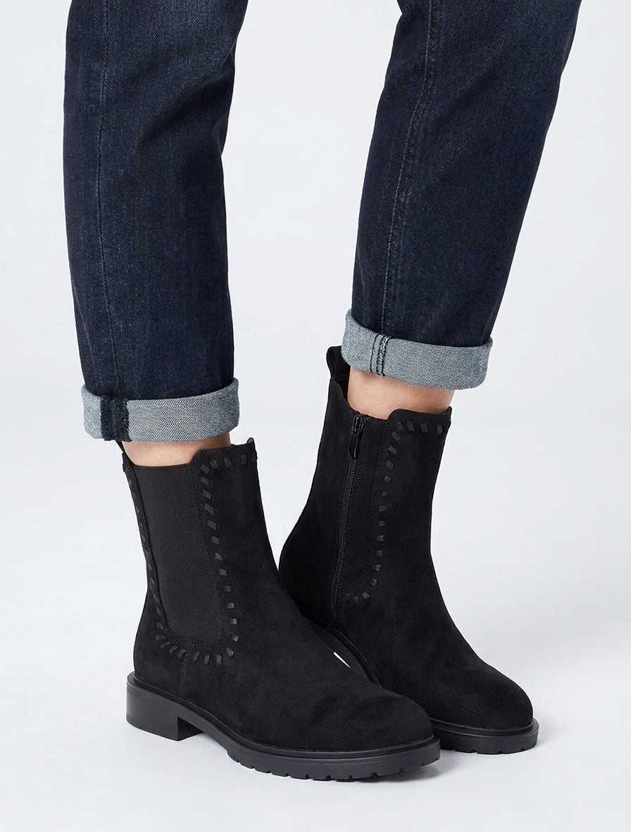 Elastische Stiefeletten aus Wildleder - Schwarz