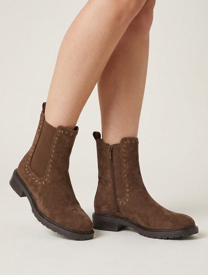 Elastische Stiefeletten aus Wildleder - Braun
