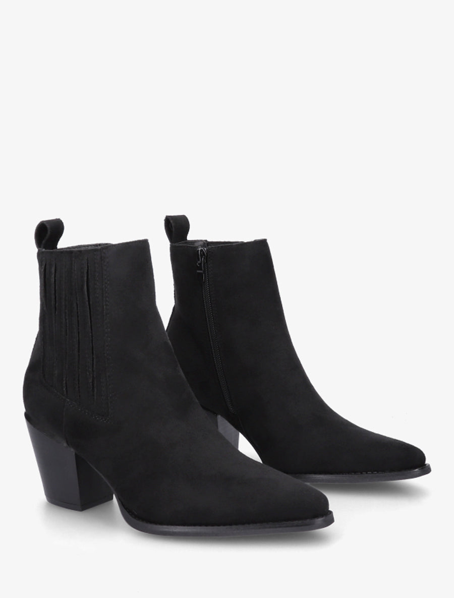 Bottines en suédine style santiags - Noir - 4