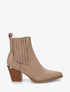 Bottines en suédine style santiags - Taupe - 1