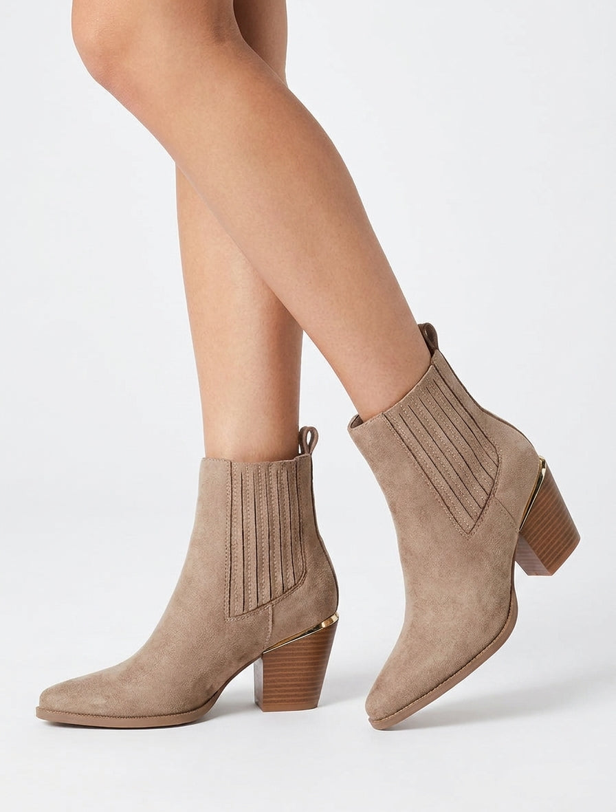 Stiefeletten aus Wildleder im Cowboy-Stil - Maulwurf
