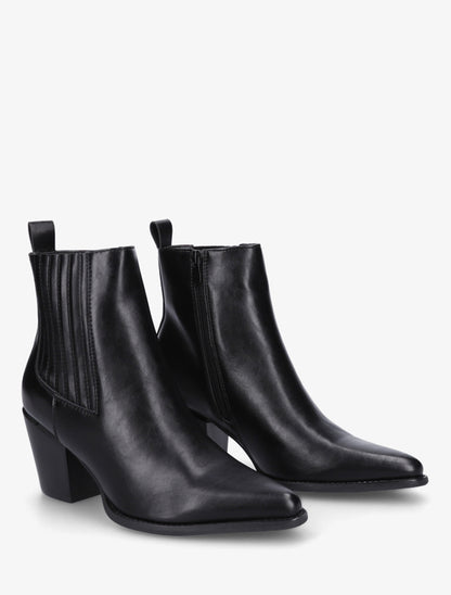 Bottines en simili style santiags - Noir - 4