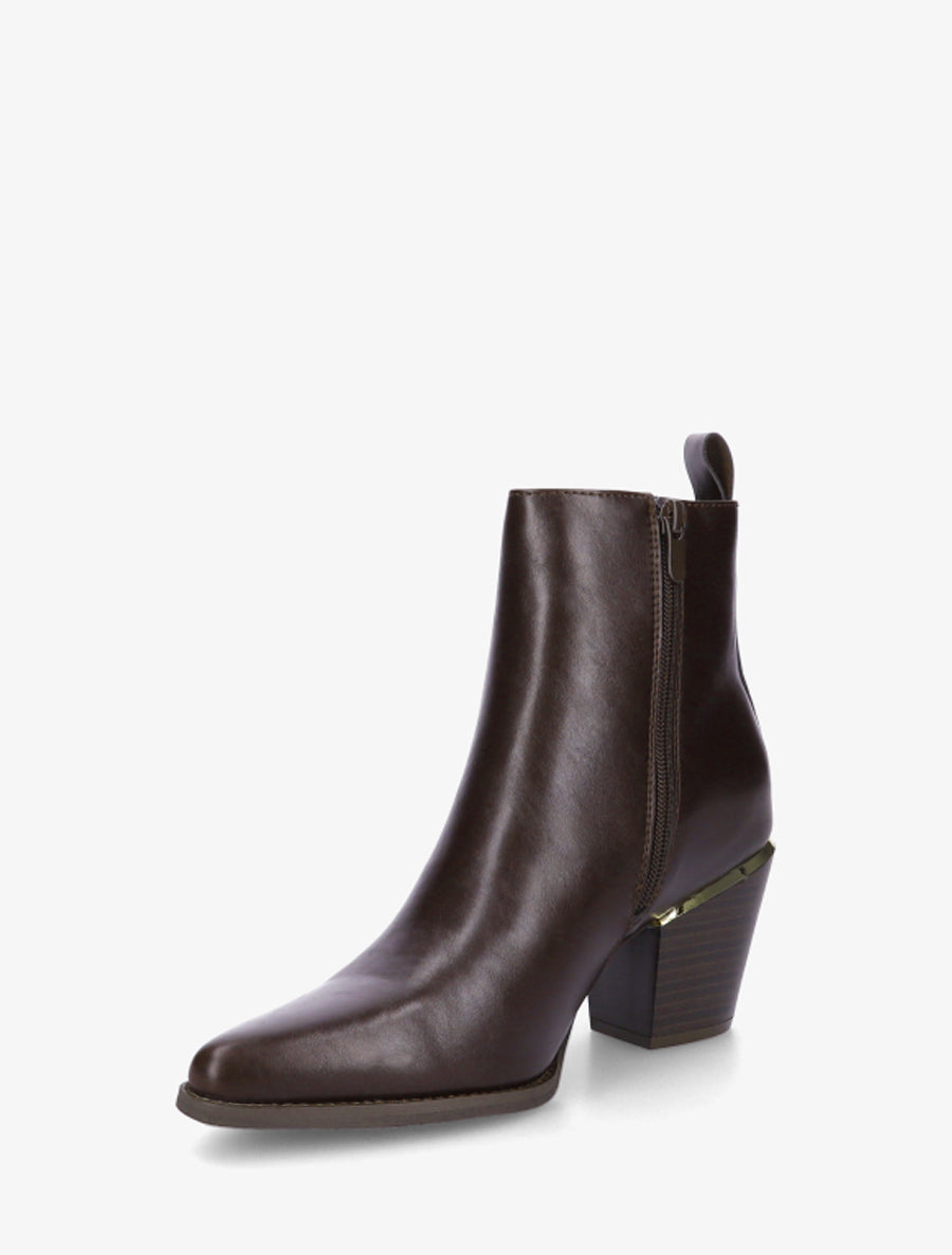 Bottines en simili style santiags - Chocolat - 3
