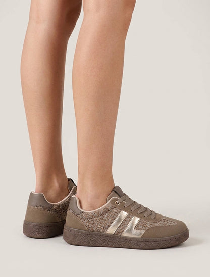 Tweed- und Wildleder-Sneaker - Maulwurf