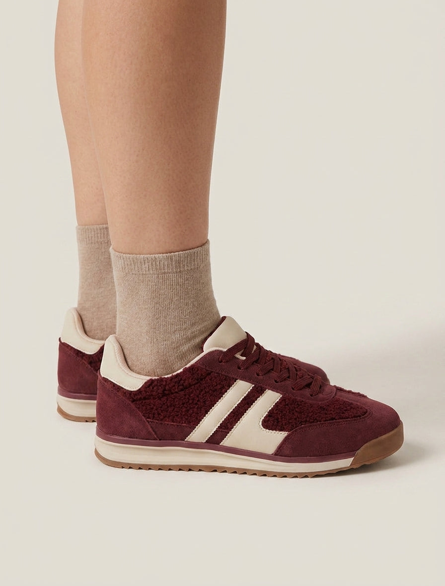 Turnschuhe aus Stoff im Bouclé-Wollstil - Bordeaux