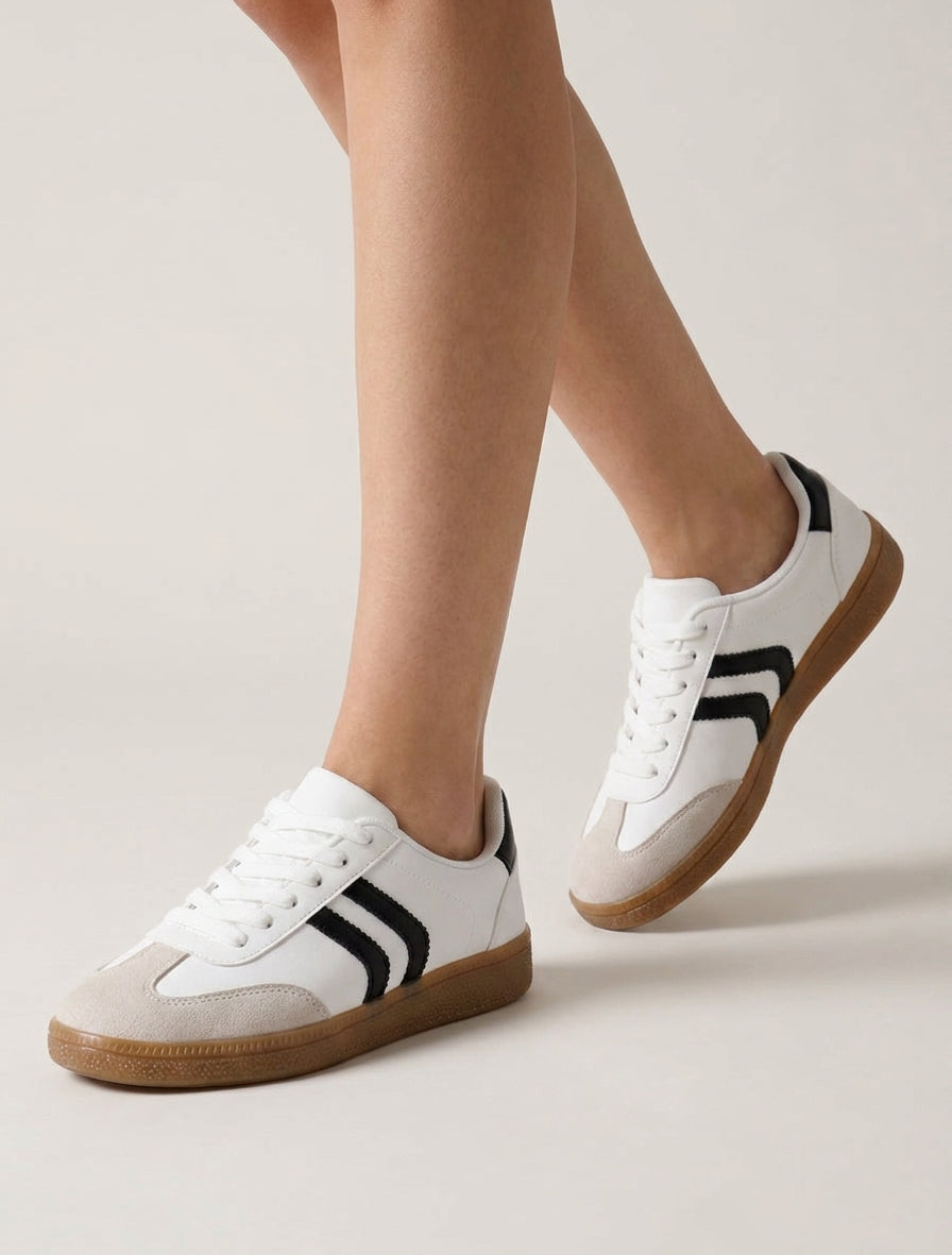 Sneakers im Nubuk-Effekt mit Gummisohle - Weiß