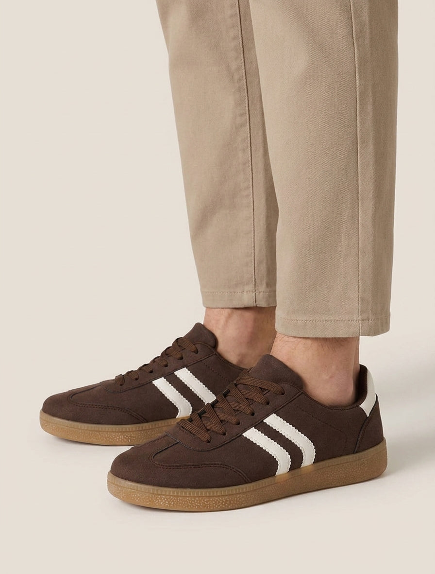 Sneakers im Nubuk-Effekt mit Gummisohle - Braun