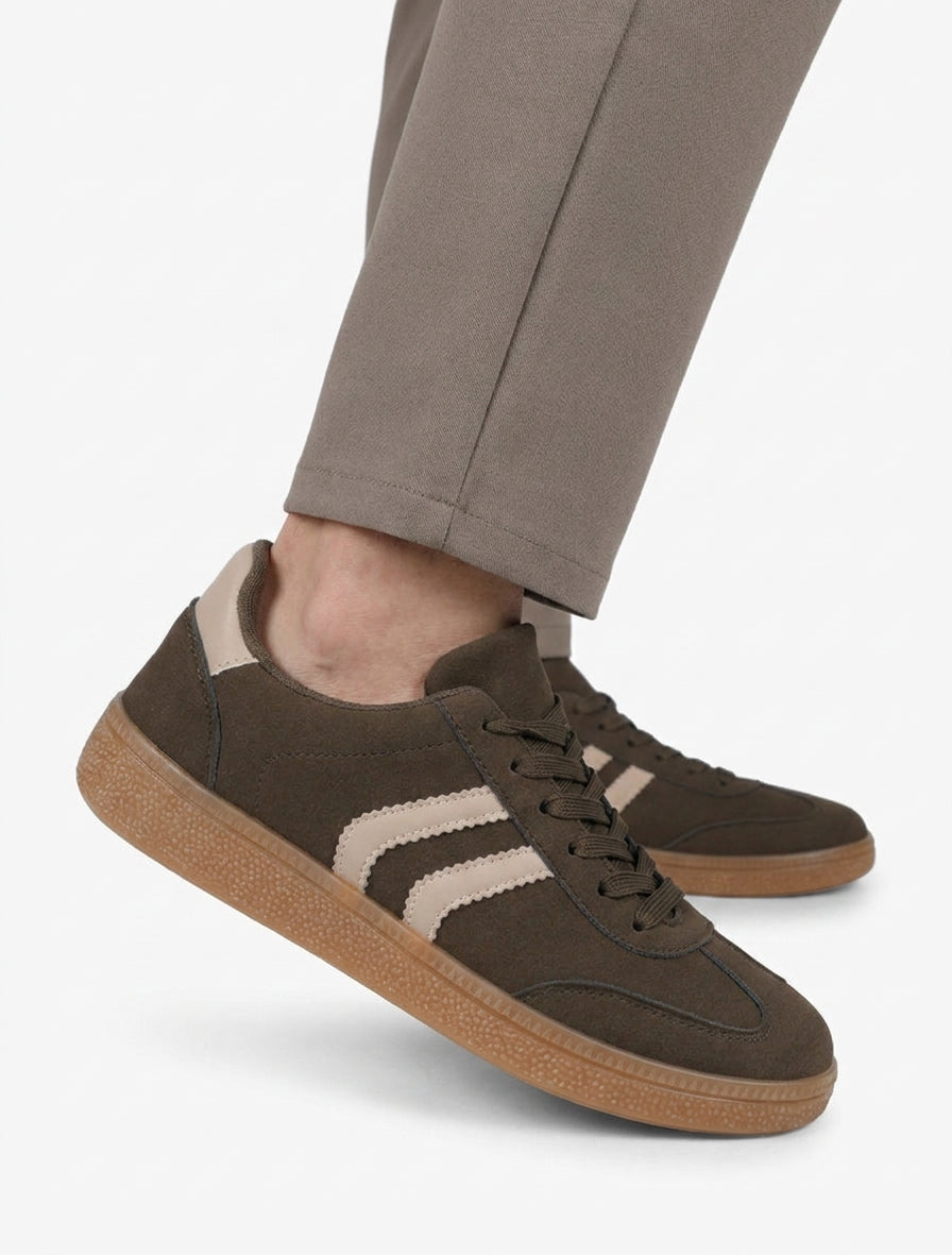 Sneakers im Nubuk-Effekt mit Gummisohle - Kaki