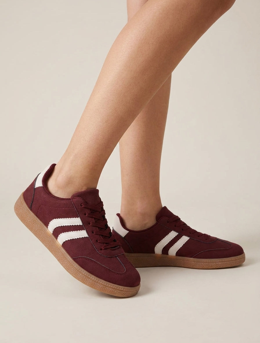 Sneakers im Nubuk-Effekt mit Gummisohle - Bordeaux