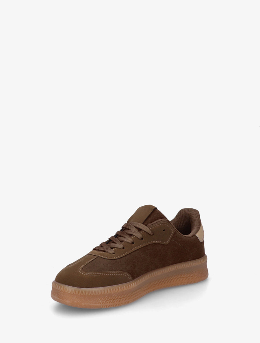 Baskets effet nubuck à empiècement graphique - Kaki foncé - 3