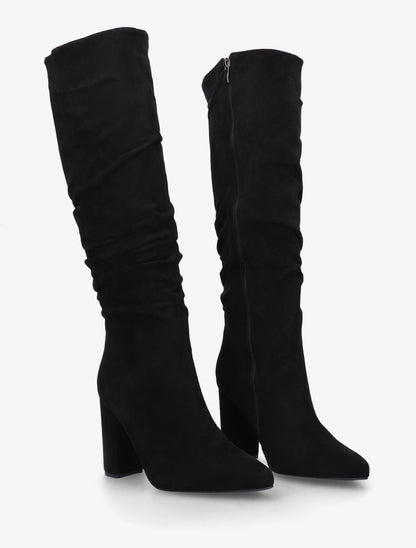 Bottes froncées en suédine à bouts pointus - Noir - 4