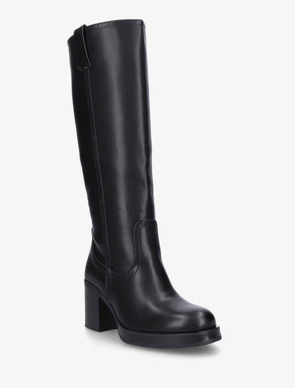Bottes en simili à talon carré - Noir - 2