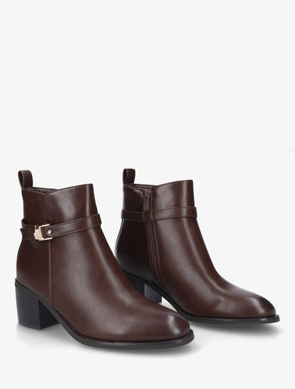 Bottines en simili à talon - Marron - 4