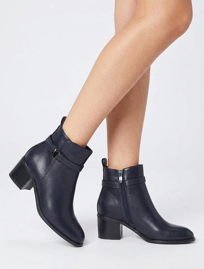 Stiefeletten mit Absatz aus Kunstleder - Marine