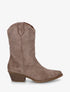 Bottines style santiags en suédine - Taupe - 1