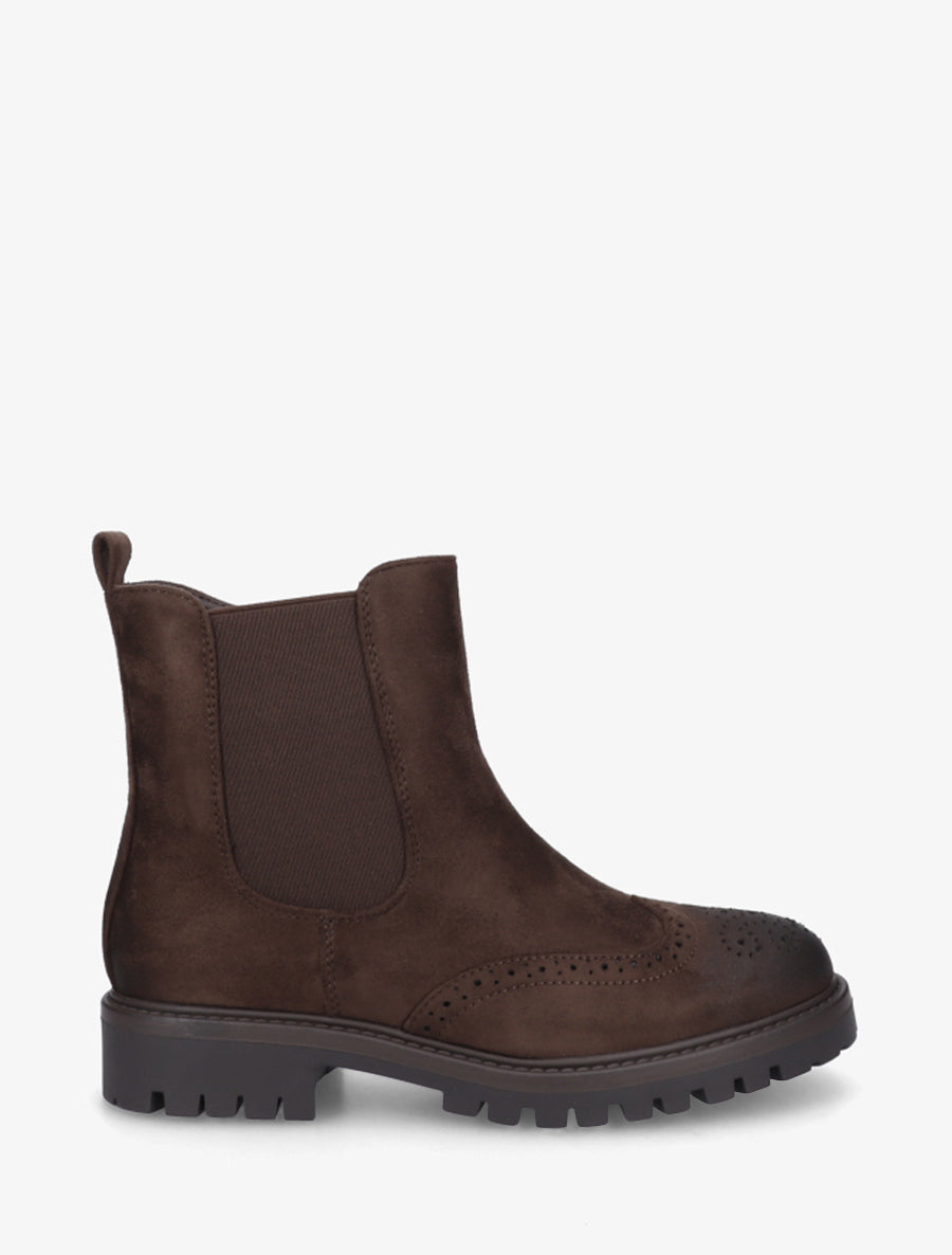 Bottines élastiquées en suédine - Marron - 1