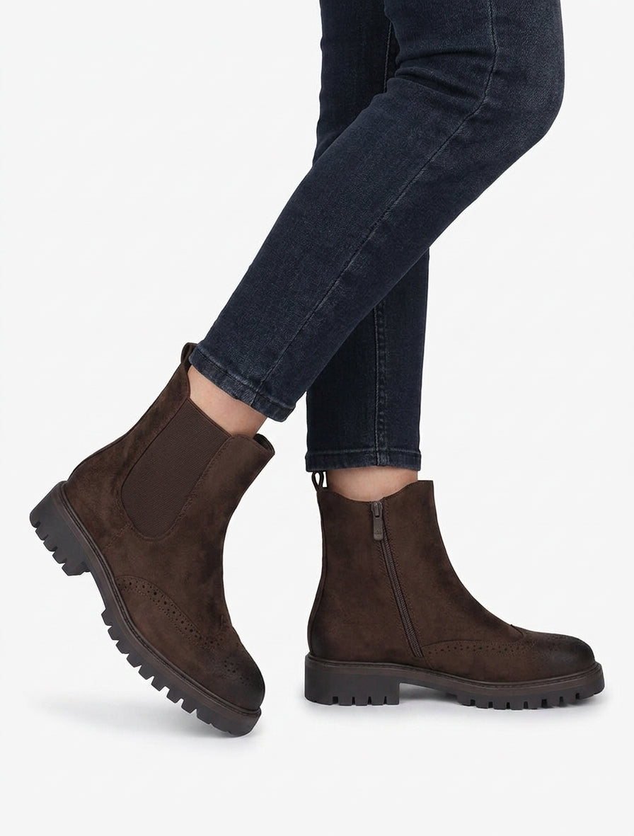 Elastische Stiefeletten aus Wildleder - Braun