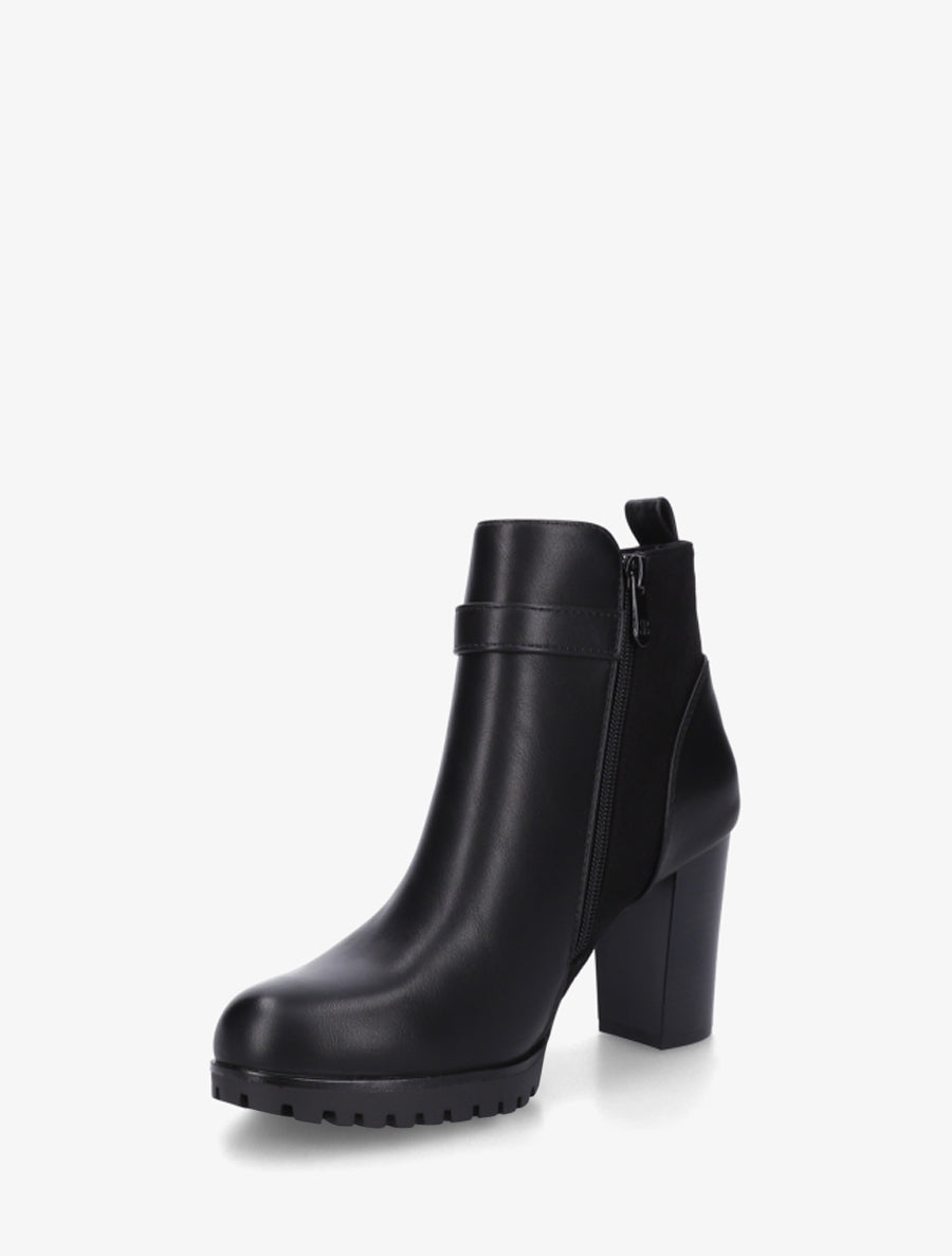 Bottines à empiècement en suédine et talon haut - Noir - 3