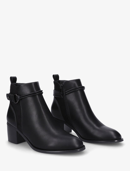 Bottines en simili et suédine - Noir - 4