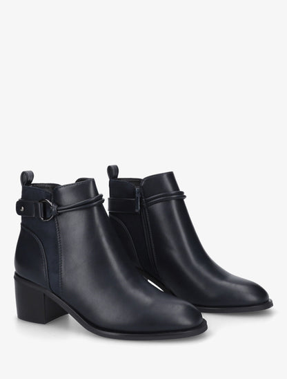 Bottines en simili et suédine - Marine - 4