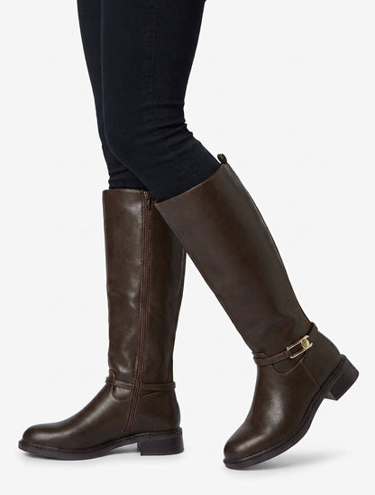 Elastische Stiefel aus Kunstleder - Braun