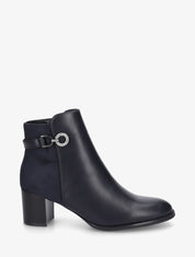 Bottines bimatière à boucle strassée - Marine - 1