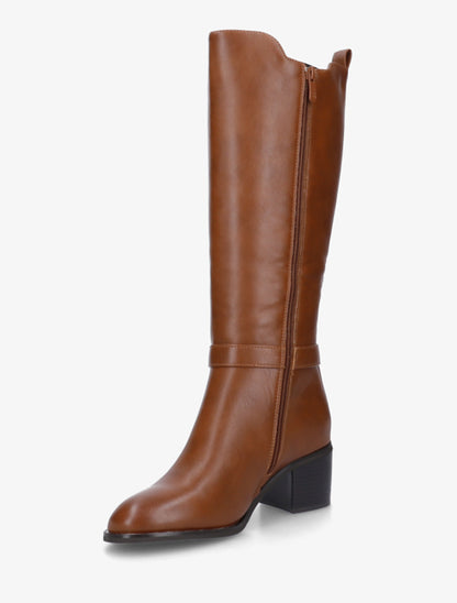 Bottes élastiquées en simili à boucle fantaisie - Camel - 3