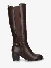 Bottes élastiquées en simili à boucle fantaisie - Marron - 1