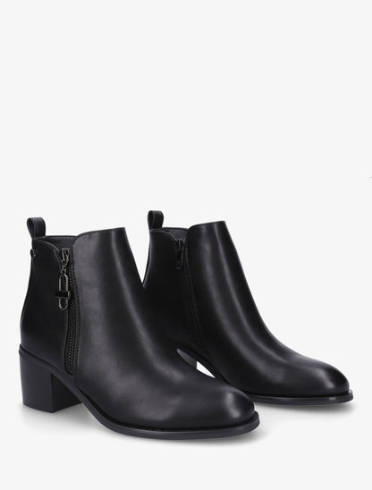 Bottines en simili à zip décoratif - Noir - 4