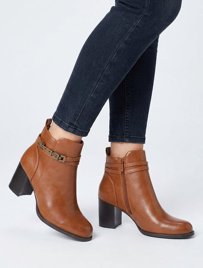 Klassische Stiefeletten aus Kunstleder - Kamel