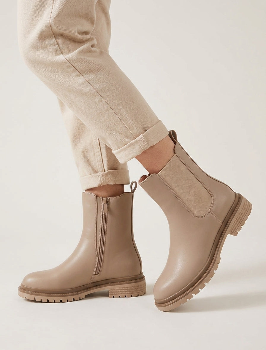 Chelsea-Stiefel einfarbig - Maulwurf