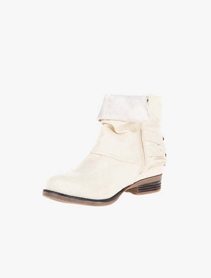 Boots revers irisés lanières unies - beige - 3