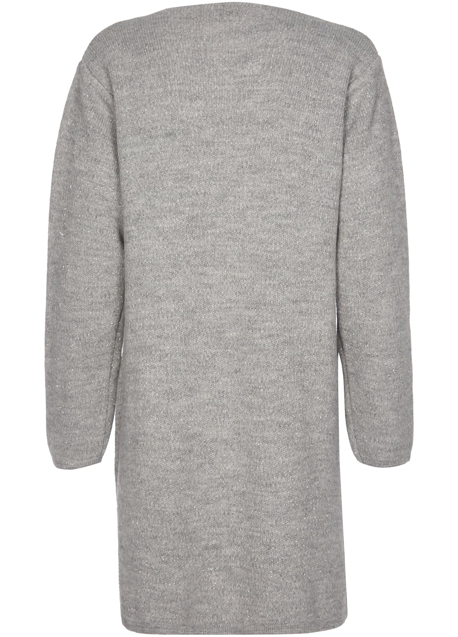 Gilet long à fils argentés - Gris - 2