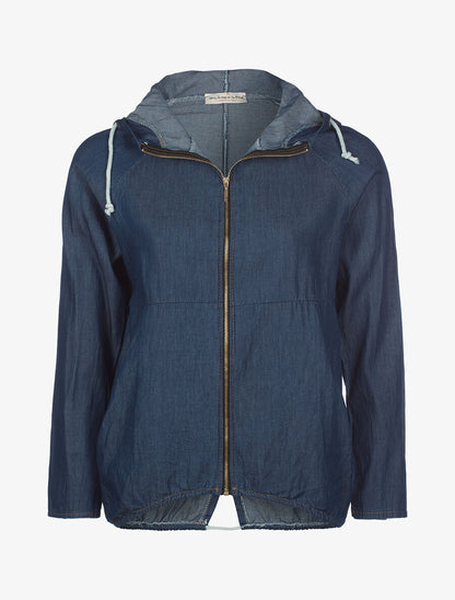 Veste denim à capuche - bleu denim - 1
