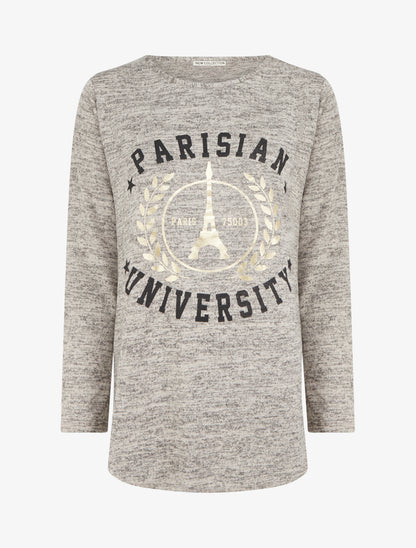 T-shirt ample Parisian University - Taupe - 1