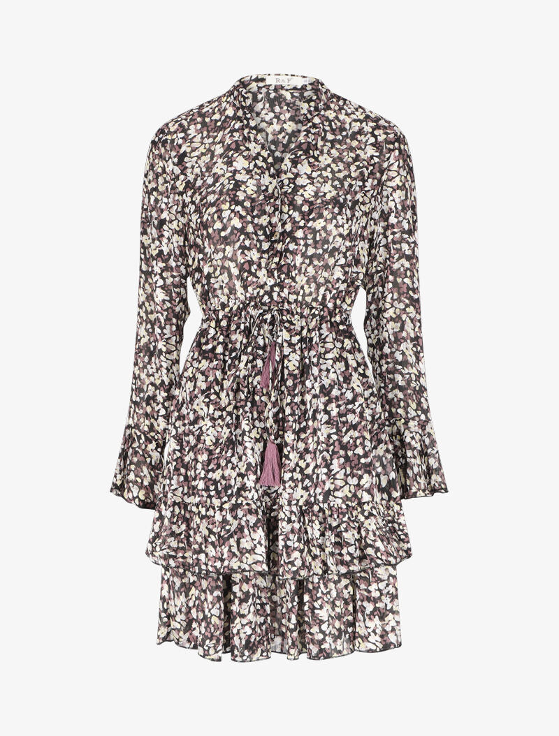 Robe patineuse volantée et satinée - Noir - 4
