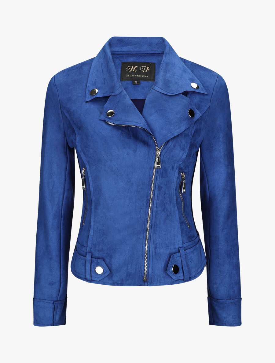 Perfecto en suédine à poches zippées - Bleu électrique - 3