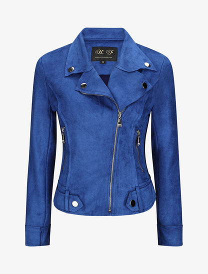 Perfecto en suédine à poches zippées - Bleu électrique - 3