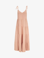 Robe longue unie évasée - Rose saumon - 1
